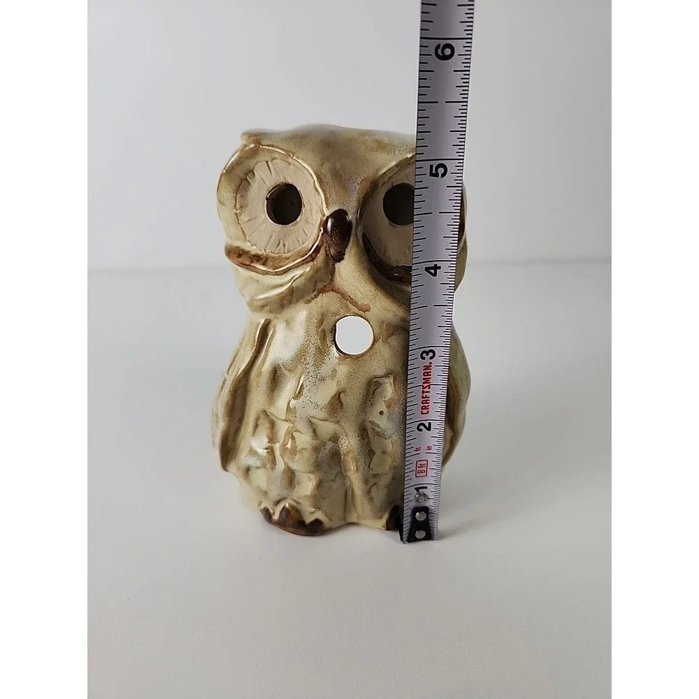 VTG Enesco Glazed Pottery Owl Tealight Candle Holder Centerpiece Table Decor - Picture 11 of 11